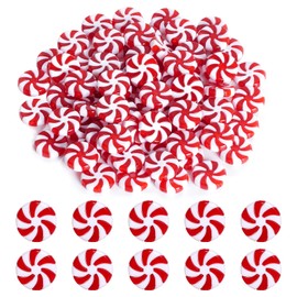 obmwang 80Pcs Christmas Candy Cane Ornaments Red and White Candy Decorations Christmas Tree Hanging Peppermint Ornaments for Holiday Party Decoration DIY Crafts, 2.5cm