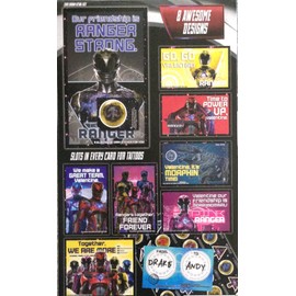 Power Rangers 32 Valentines with 32 Glow in The Dark Stickers