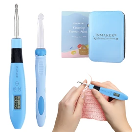 INMAKER Light up Crochet Hook Set Ergonomic, 18in1 Counting Crochet Hook Set Digital, LED Crochet Needles with Crochet Accessories