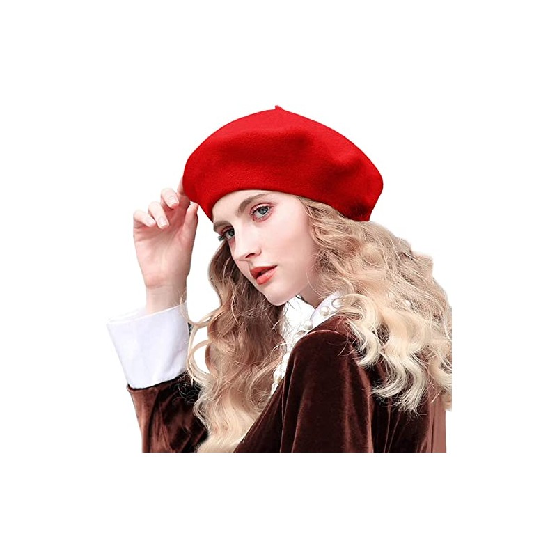 Womens Beret French Classic Beanie Hat Wool Beret Solid Color