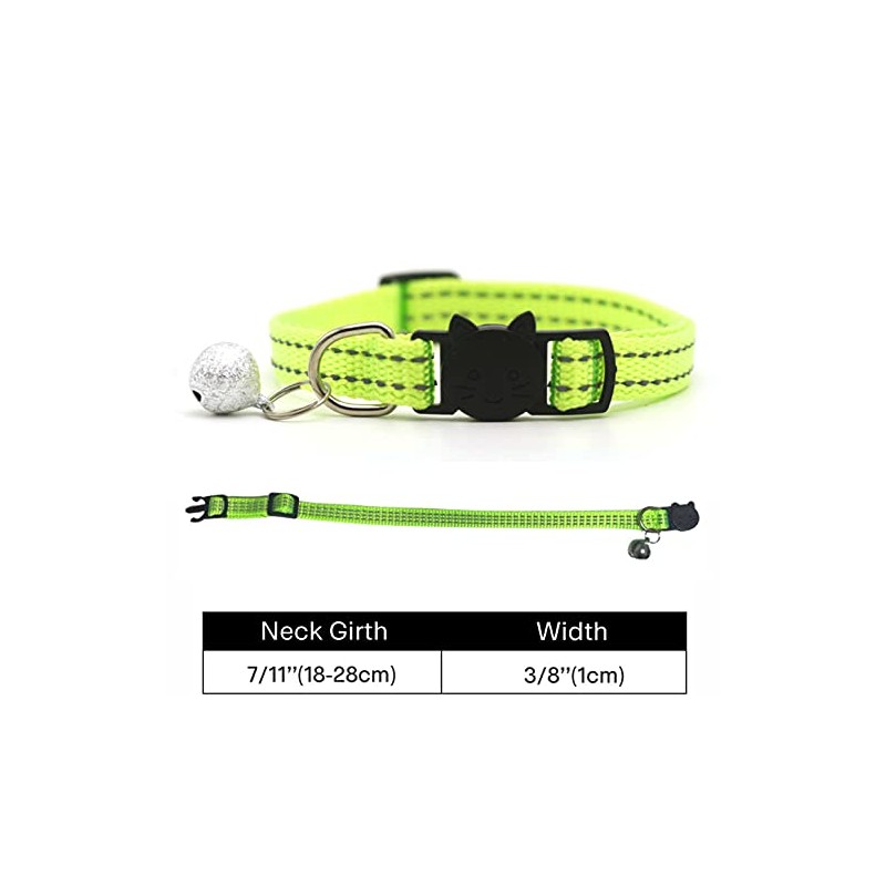 Cat/Kitten Collar with Bell & Reflective Stripes, Quick Safety Buckle