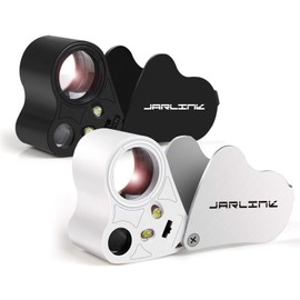 JARLINK 2 Pack 30X 60X Illuminated Jewelers Loupe Magnifier, Foldable Jewelry Magnifier with Bright LED Light for Gems, Jewelry, Coins, Stamps, etc (White & Black)