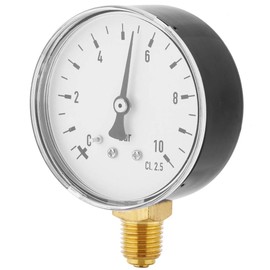 0-10 Bar Pressure Gauge Meter Side Mount Pneumatic and Hydraulic All-Purpose Air Oil Water Gas Piezometer 1/4 NPT Brass TS-60-10