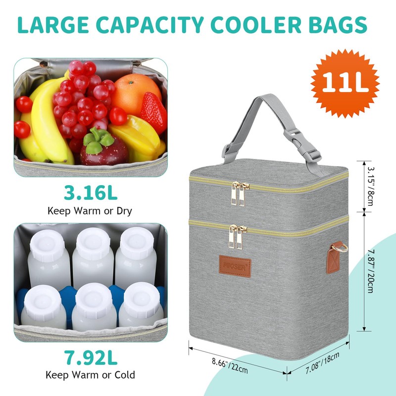 PIIOSER Breastmilk Cooler Bag with Ice Pack Fits 6 Baby