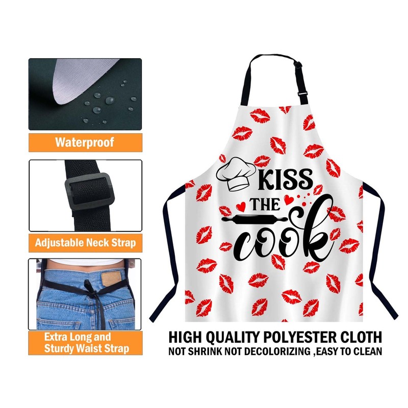 Xuwenz Kiss The Cook Bib Apron with Adjustable Neck for