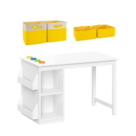 RiverRidge Home Kids Multi-Purpose Activity Table with Yellow Bins - 2pc Two-Tone and 2pc Half Size