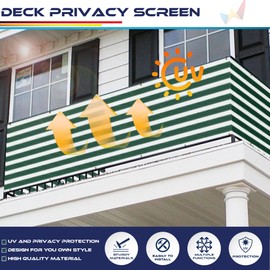 Windscreen4less 3'x106' Deck Balcony Privacy Screen for Deck Pool Fence Railings Apartment Balcony Privacy Screen for Patio Yard Porch Chain Link Fence Condo with Zip Ties Green and White