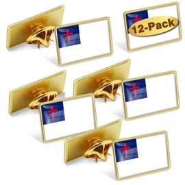 12/Pcs Christian Flag Lapel Pins Bulk - Metal Christianity Christ Cross Brooch Badge Souvenir Easter Day