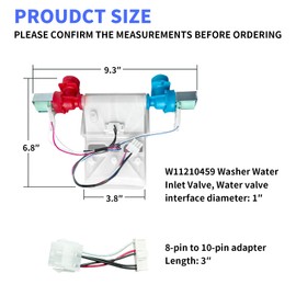 Upgrade W11210459 Washer Water Inlet Valve Compatible with Whirlpool Amana Crosley Maytag, Replaces AP6329217, W10701459, W10838319, W10869799, W11025984, W11038711