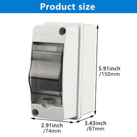 Din Rail Enclosure 2-Way Power Distribution Protection Box Lock Electrical Panel Box Cover Junction Box Outdoor Distribution Junction Box for Indoor Outdoor Wall