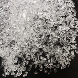 HappyFiller Crushed Glass for Resin Art,Broken Piece Granules Crafts,Vase Fillers Candle Holder Sand Pebbles,Succulent Terrarium Decor,Tabletop Fire Pit,Aquarium Fishbowl,Transparent 1.3LB