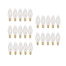 Replacement Light Bulbs for Electric Candle Lamps - 7 Watt, Clear, Pack of 25 Bulbs