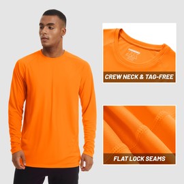 TACVASEN UPF Shirt Mens Summer Lightweight Shirts UV Proof T-Shirt Cycling Fitness Sun Protective Bike Sports T Shirts Orange