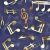 Basic Sense Music Note Foiled Light Weight Scarf, Navy