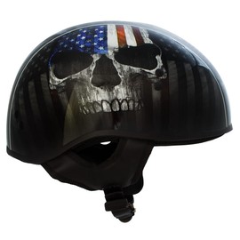 Milwaukee Leather Hot Leathers HLD1042 Gloss Black 'Warrior Bullet' Advanced DOT Approved Skull Half Helmet for Men and Women Biker - Small
