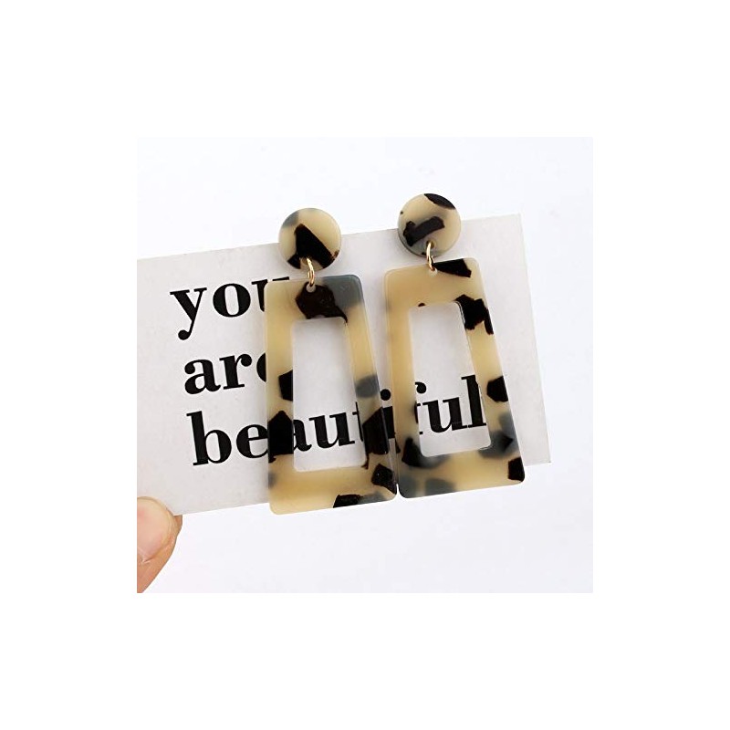 Multicolor Resin Acrylic Rectangle Geometric Drop Dangle Earrings Leopard Mottled