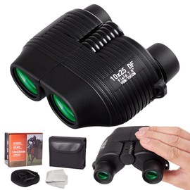 10 x 25 Compact Binoculars Beginners Adults Binoculars Small with Night Vision Low Light Clear Foldable for Bird Watching Concerts Hiking Travel Hunting