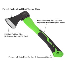 FLZOSPER Chopping Axe,15” Camping Hatchet，Forged Steel Wood Splitting Tool with Strong Fiberglass Handle and Anti-Slip Grip with Anti-Slip Grip-Even Free Head Cover