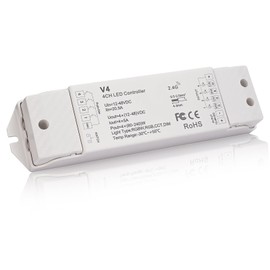 JOYLIT LED Strip Controller 12-48V 4-Pin 5A/CH 4-in-1, 2.4G PWM Dimmable Colour Changing RGB RGBW CCT Plain Light Strip Controller, Compatible with V1 V2 V3 VP T1 T2 T3 T4 (without Remote Control)