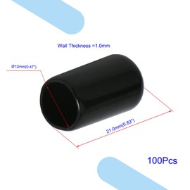 Aopin Rubber Round End Cap Cover 1/2 Inch (12mm) Screw Thread Protectors PVC Flexible Tubing Pipe Protective Bolt Screw Thread Protector Safety Cover | for Pipe Post Tubing Rod Cover 100 Pcs (Black)