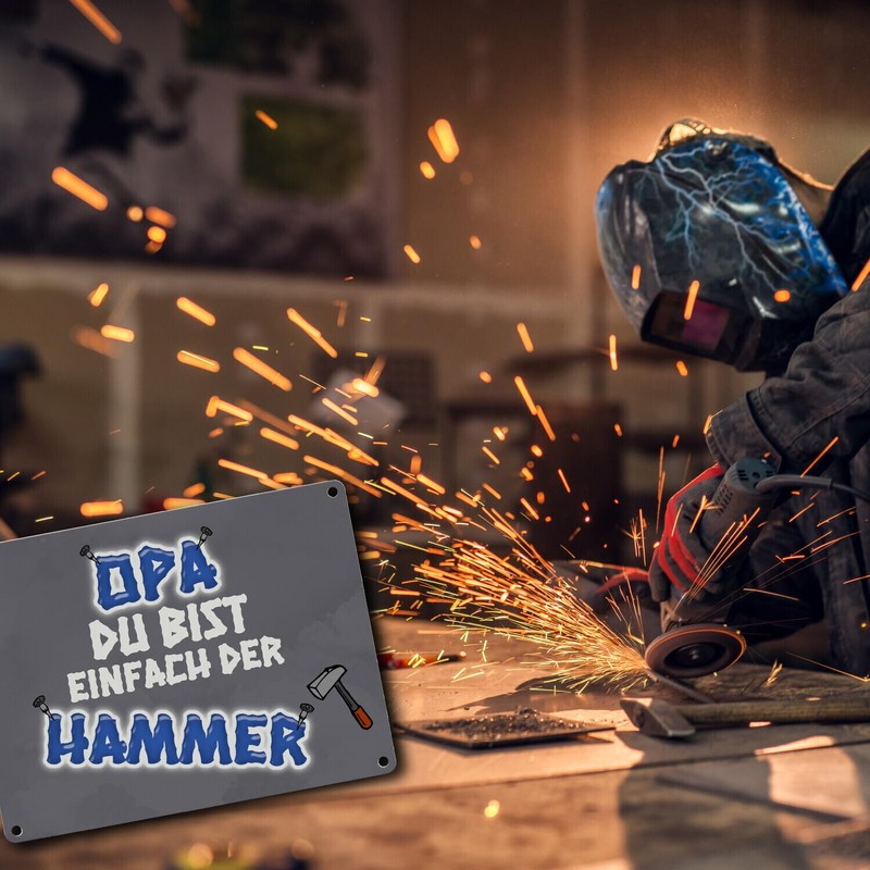 Metal Sign with German Text "Opa Du bist einfach der