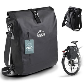 Borgen bike rack bag - 25 L - 100% waterproof - carrying handle and shoulder strap - rear panniers, panniers bike bags, pannier rack bag
