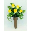 Silk Flowers and Crypt Mausoleum Vase with Disc Base Button