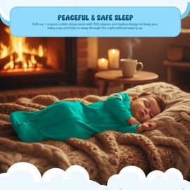 Babysoy Long Sleeve Wearable Blanket Sleep Sack, Ultra-Soft Made w/Azlon from Soy & Organic Cotton 1.0 TOG Lightweight Infant to Toddler Sleeping Bag, All-Season Sleeper, Choose from size 0-24 Months