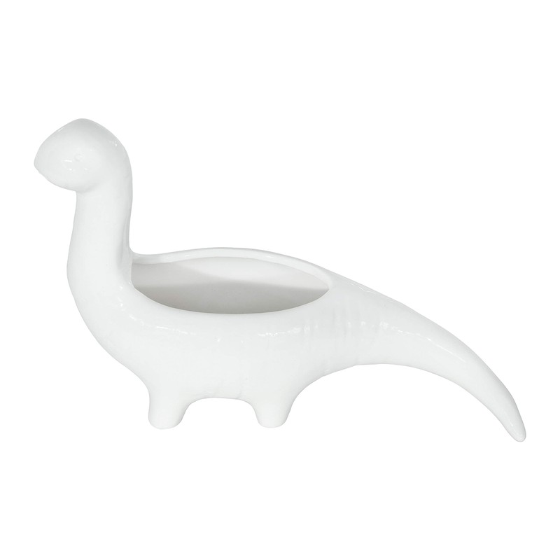 Creative Co-Op Maceta de gres con Forma de Dinosaurio Blanco