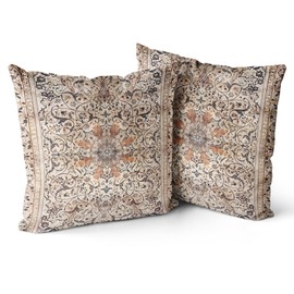 Snycler Boho Floral Throw Pillow Cover 18x18 Inch Set of 2 Bohemian Vintage Flowers Cushion Covers Velvet Double Sided Printing Decorative Pillowcases for Living Room Bedroom Sofa Home Decor