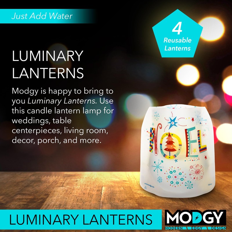 MODGY Luminary Lanterns, Christmas Candle Holders with Flameless Floating LED