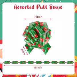 TOXOY 32PCS Christmas Pull Bows, Gift Ribbon Pull Bows Gift Wrap Pull Bows 5 Inch