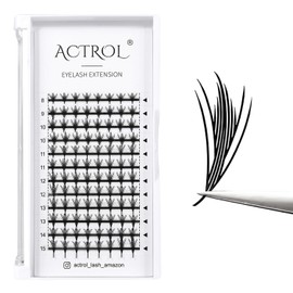 ACTROL Premade Manga Eyelash Fan Anime False Extension Lashes Volume Fluff Natural Cat Eye Lashes Tray(8-15Mix-D Curl)