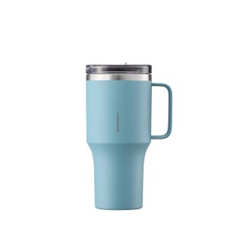 LocknLock Metro Travel Mug Premium 18/8 Stainless Steel Double Wall Insulated with Handle Perfect for travel with Lid, Steel Blue, 27 oz