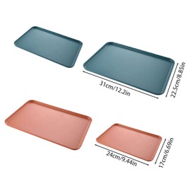 Bustlwor 4 Pieces Plastic Tray, Non-Slip Fast Food Tray, Rectangular Tray for Fast Food Restaurant, Cafe, Bar, Parties, Kitchen, Home (Blue, Orange)