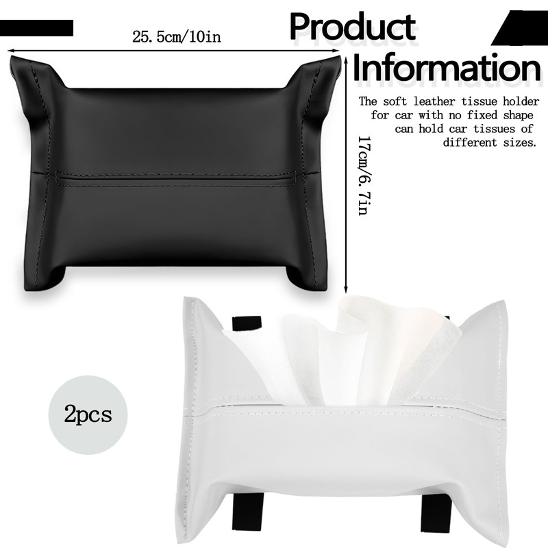Modixun 2Pcs Car Tissue Holder, Soft PU Leather Sun Visor