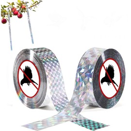 2pcs Bird Scare Tape,Holographic Reflective Bird Scarer Tape, 328ft Dual-Sided Laser Reflective Ribbon for Gardens, Farms, Balconies & Home Use