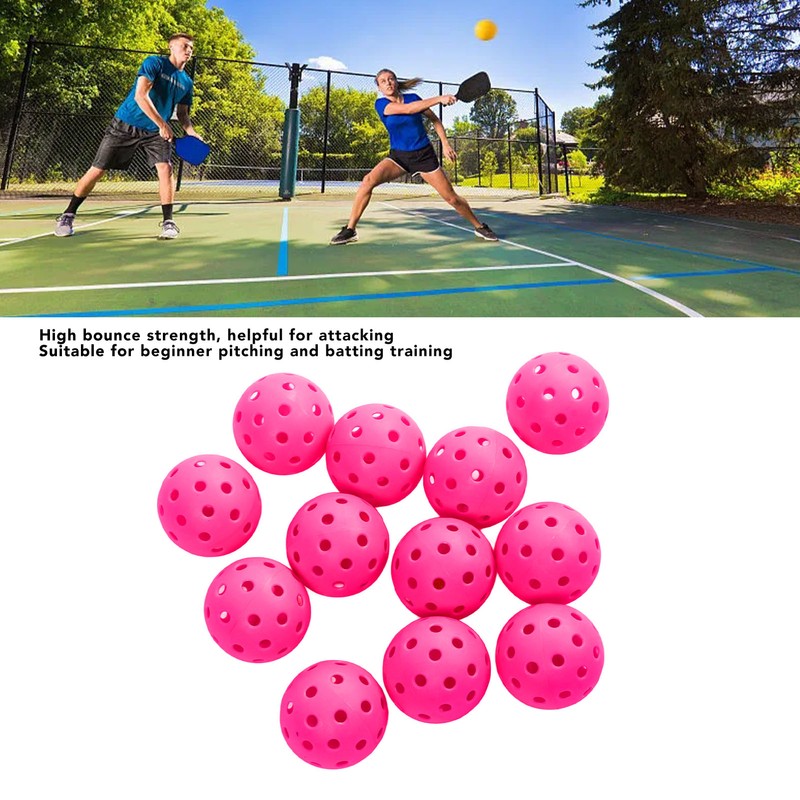 12PCS 74mm 40 Holes Pickleballs PE Plastic High Elasticity Pickleball