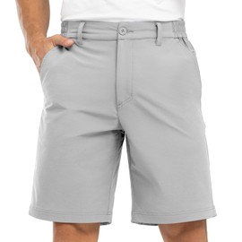 BGOWATU Mens Hiking Shorts Lightweight Quick Dry 9'' Fit Golf Outdoor Shorts Camping Work Fishing Cargo Shorts with Zip Pocket Light Grey Size 30