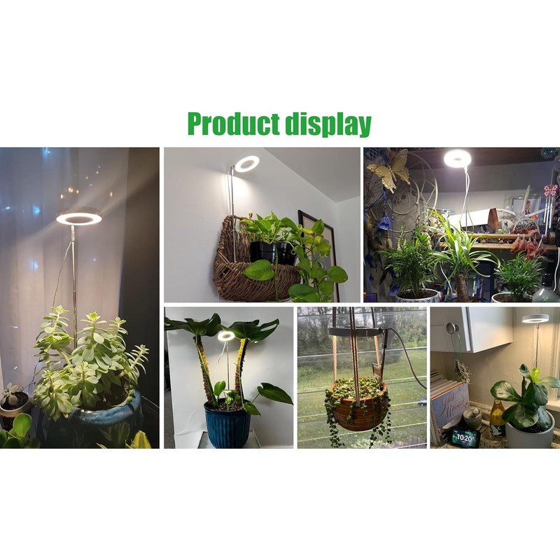 Monehet 2Pcs Plant Grow Light, Full Spectrum, Brightness Adjustable, Auto