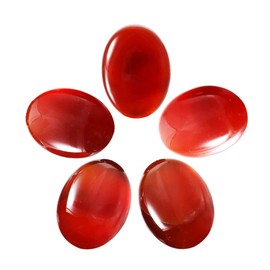 Nupuyai 5pcs Carnelian Cabochons Crystal Stones for Jewelry Making, Flat Back Oval Stone for DIY Charms 18x25mm
