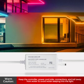 Shine Decor Controller with Remote, Male-Female Connectable Power Supply for 10mm W x 20mm H LED RGB Neon Rope Lights Only
