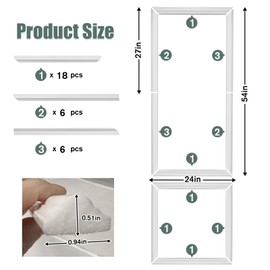 3 Set Peel and Stick Wall Molding Kit Pre-Cut Wall Molding for Wall Decor Premade Self-Adhesive Wainscoting for Walls Accent Wall Molding Peel and Stick Panel