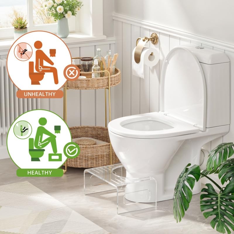 AmazerBath 7 Inches Acrylic Squat Potty, Clear Toilet Step Stool