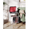 Acrylic Record Player Table with Storage Shelf, Clear Side Table