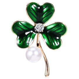TOVINANNA Shamrock Brooch, St. Patrick's Day Rhinestone Green Lapel Pin for Women, Clover Leaf Brooch Lucky Women's Shamrock Jewelry Accessories