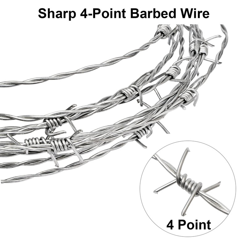 YXJSTO Real Barbed Wire 1320FT, 4 Point Barbed Wire Roll