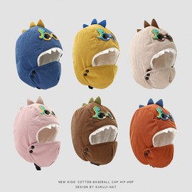 Kids' Dinosaur Balaclava Hat - Autumn/Winter Mask (Lei Feng Style) for Boys & Girls LF3073 One Size / 54cm (Ages 6-12) - Beige 3ea