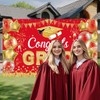 Graduation Backdrop Banner with Congratulations Design, Red and Gold, 72