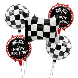 GOTPASS 5 Pieces Race Car Foil Balloons Race Car Theme Birthday Party Decorations Set Kids Adults Driving Motor Sports Birthday Party Decor Supplies